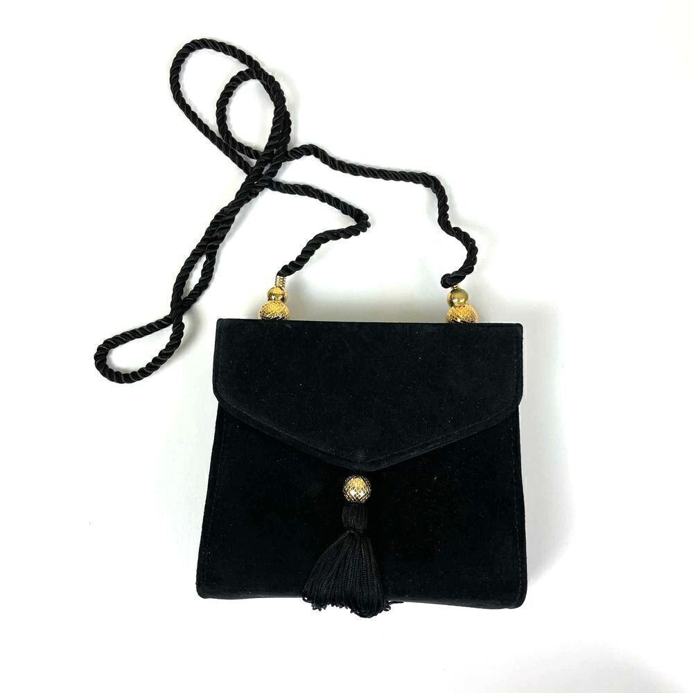 Mary Kay Cosmetics Black Suede Evening Bag Clutch Crossbody Shoulder Bag